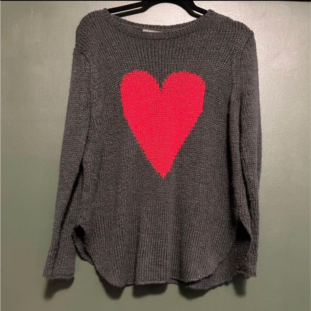 Wooden ships red heart sweater